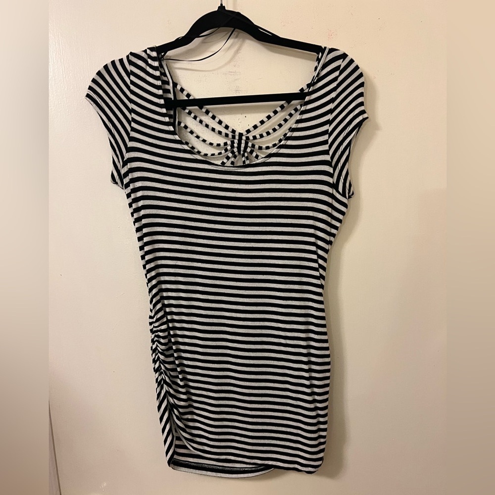 Candie’s Black & White Striped Top w/ Decorative Back (UGC)